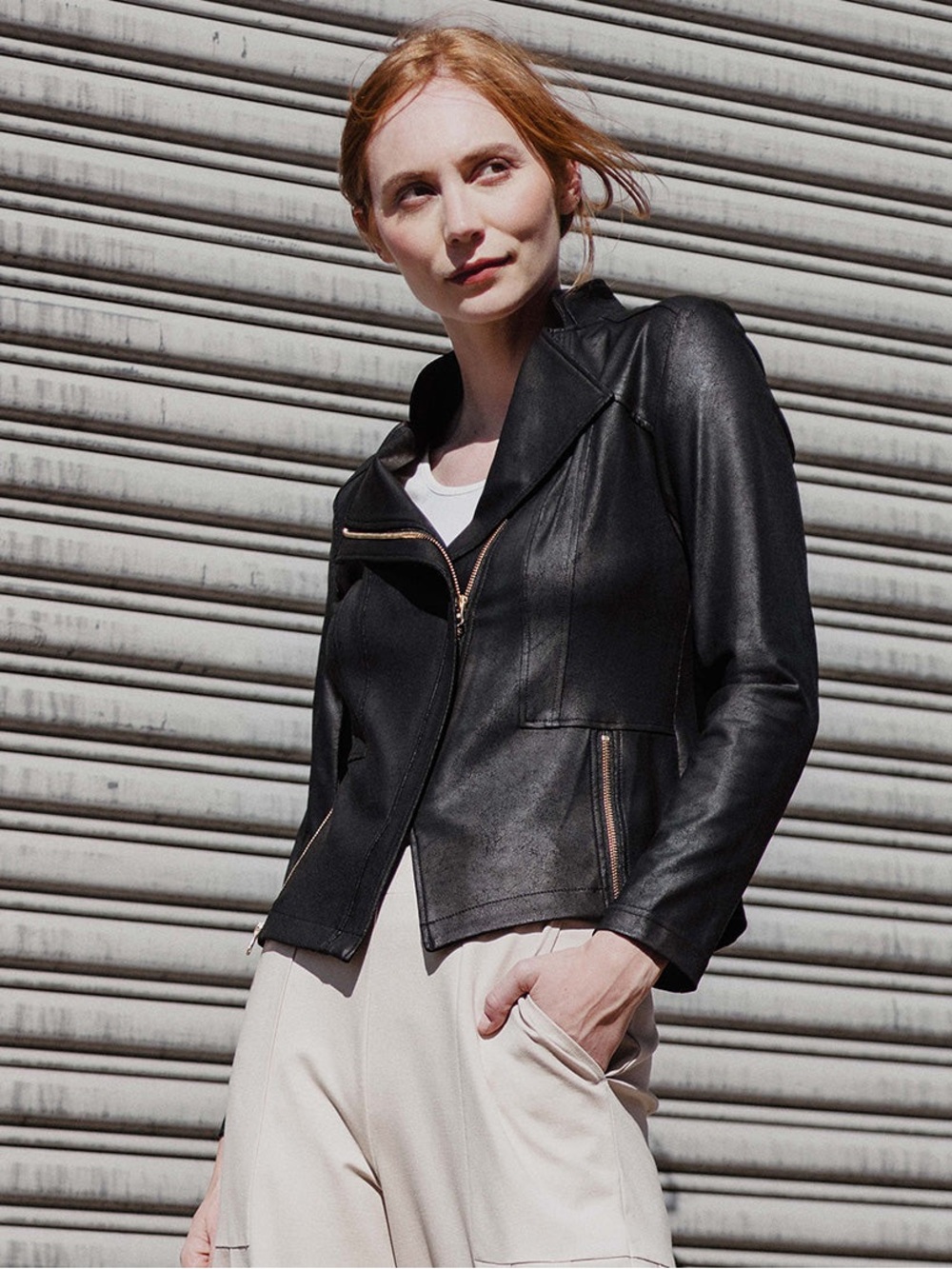 Clara Sunwoo Liquid Leather Signature Jacket in Black